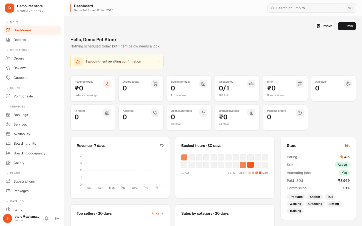 The TailsMart partner dashboard